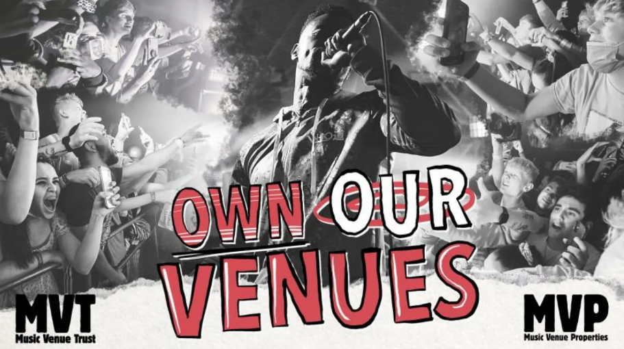 Music venue properties own our venues poster with a man singing
